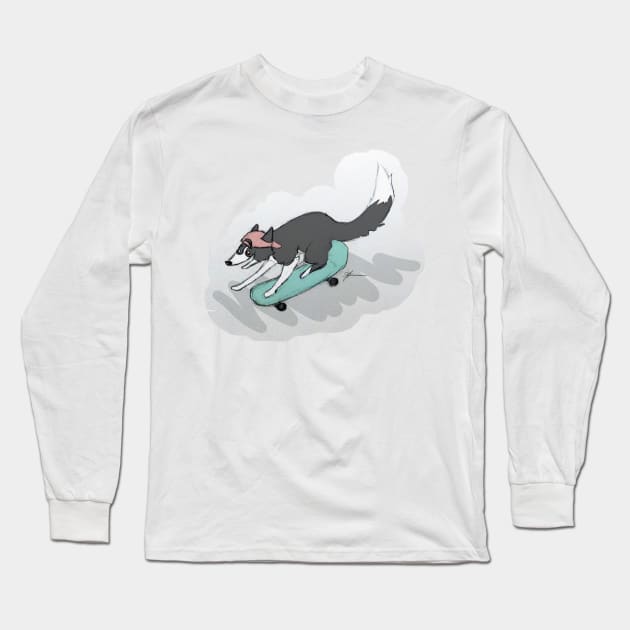 Cool collie skateboarding Long Sleeve T-Shirt by bitingnclawing